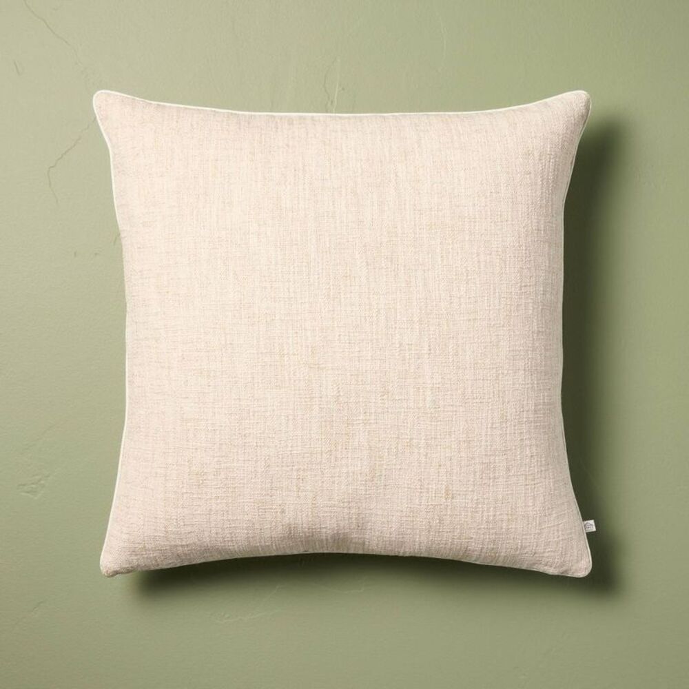 24"x24" Cotton/Jute Square Throw Pillow Sour Cream - Hearth & Hand with Magnolia
